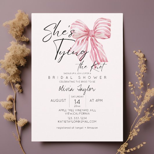 トレンディーボウ彼女は結び目ブライダルシャワー 招待状