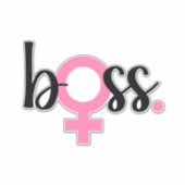 トレンディーボスレディモダンタイポグラフィブラックピンク シール (正面)