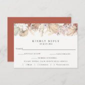 トレンディーボヘミアンウェディングRSVPと食事の選択カード 出欠カード (正面/裏面)