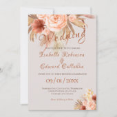 トレンディーボヘミアンオレンジカッパーフローラブーケ 招待状 (正面)