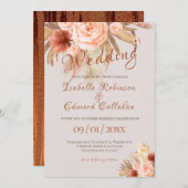 トレンディーボヘミアンオレンジカッパーフローラブーケ 招待状 (正面/裏面)