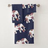 トレンディーボヘミアンフローラゾウ&水玉模様 バスタオルセット (インサイチュ)