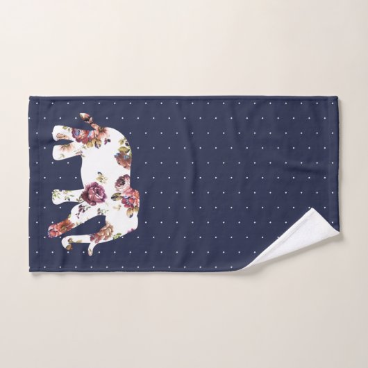 トレンディーボヘミアンフローラゾウ&水玉模様 バスタオルセット (ハンドタオル)