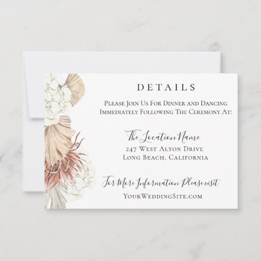 トレンディーボヘミアン結婚リーフの詳細カード 招待状 (正面)