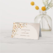 トレンディーボホアーチニュートラルアイボリー白ワイルドフラワー プレイスカード (裏面)