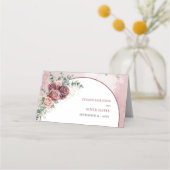 トレンディーボホアーチ赤面ブルゴーニュフローラ金ゴールド プレイスカード (裏面)