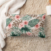 トレンディーボホウォーターカラートロピカルフローラ ランバークッション (ブランケット)