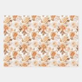 トレンディーボホウォーター色テラコッタとクリームバラ ラッピングペーパーシート (正面)
