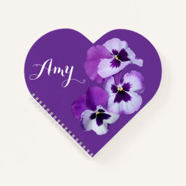 トレンディーボホエイミー名パープルパンジーフローラハート ノートブック