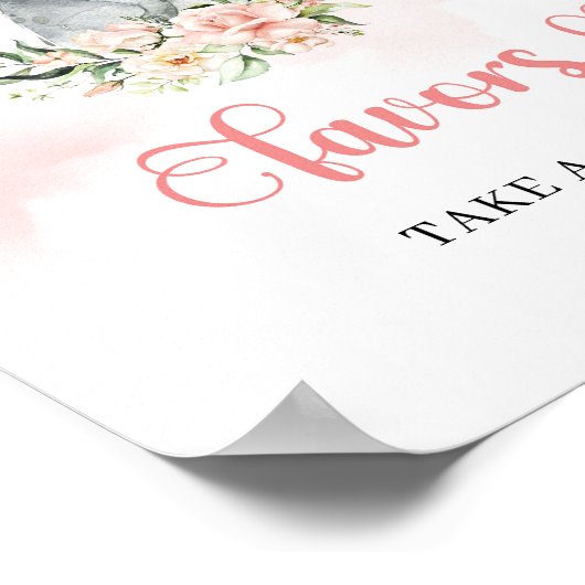 トレンディーボホエレファントブルーフローラユーカリ ポスター (角)