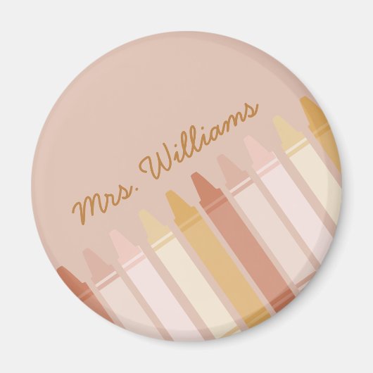 トレンディーボホカラーズクレヨン先生名 マグネット (正面)