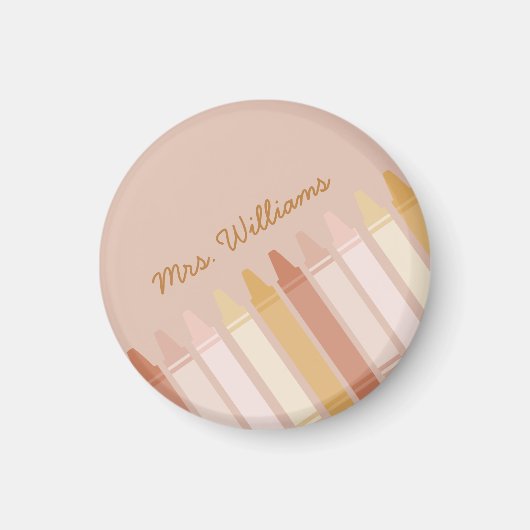 トレンディーボホカラーズクレヨン先生名 マグネット (正面)