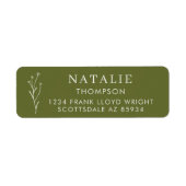 トレンディーボホシックオリーブグリーン差出人住所 ラベル (正面)