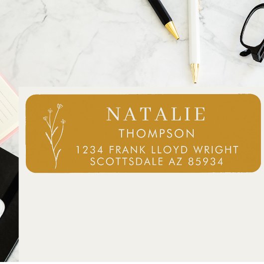 トレンディーボホシックマスタードイエロー差出人住所 ラベル