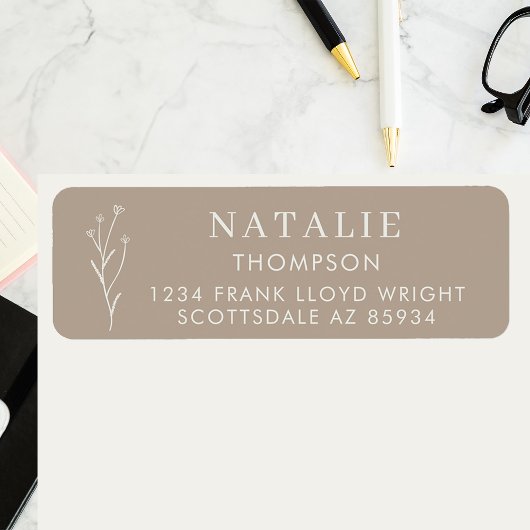 トレンディーボホシックマッシュルームブラウン差出人住所 ラベル