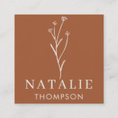 トレンディーボホシックミニマリストテラコッタフラワー スクエア名刺 (正面)