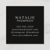 トレンディーボホシックミニマリストブラック&ホワイトフラワー スクエア名刺 (裏面)