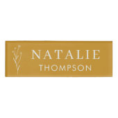 トレンディーボホシックミニマリストマスタードイエローカスタム 名札 (正面)