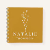 トレンディーボホシックミニマルカスタムリストマスタードイエロー ノートブック (正面)