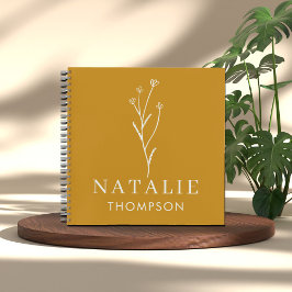 トレンディーボホシックミニマルカスタムリストマスタードイエロー ノートブック