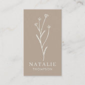 トレンディーボホシックミニマル素朴リストグリーゲフラワー 名刺 (正面)