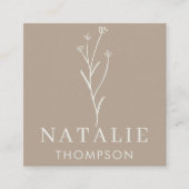トレンディーボホシックミニマル素朴リストライグフラワー スクエア名刺 (正面)
