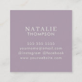 トレンディーボホシックミニマル薄紫ラベンダーフラワー スクエア名刺 (裏面)