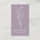 トレンディーボホシックミニマル薄紫ラベンダーフラワー 名刺 (正面)