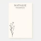 トレンディーボホシック素朴ブラックフラワーパーソナライズされた ポストイット (正面)