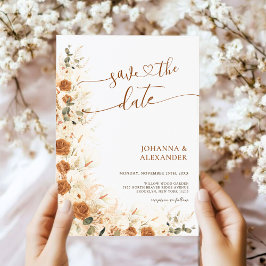 トレンディーボホテラコッタフローラQRコード結婚ズ セーブザデート