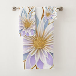 トレンディーボホデザインモダン，シック，花葉類， バスタオルセット