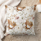 トレンディーボホニュートラル秋のワイルドフラワーオンホワイト クッション (ブランケット)