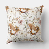 トレンディーボホニュートラル秋のワイルドフラワーオンホワイト クッション (裏面)