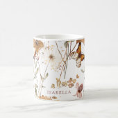 トレンディーボホニュートラル秋のワイルドフラワーオンホワイト コーヒーマグカップ (中央)
