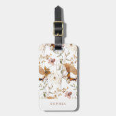 トレンディーボホニュートラル秋のワイルドフラワーオンホワイト ラゲッジタグ (正面縦)