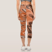 トレンディーボホブラウンオレンジ色抽象芸術波形 カプリレギンス (裏面)