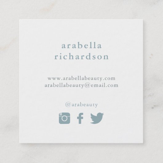 トレンディーボホブーケ |ソーシャルメディアのアイコン スクエア名刺 (裏面)