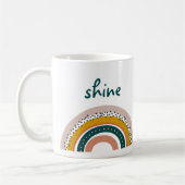 トレンディーボホレインボーシャインブライトモダン文字ドット コーヒーマグカップ (左)