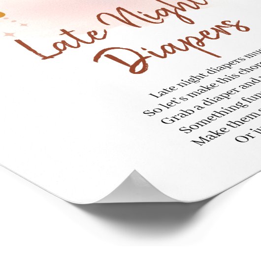 トレンディーボホレインボーレイトナイトおむつゲームサイン ポスター (角)