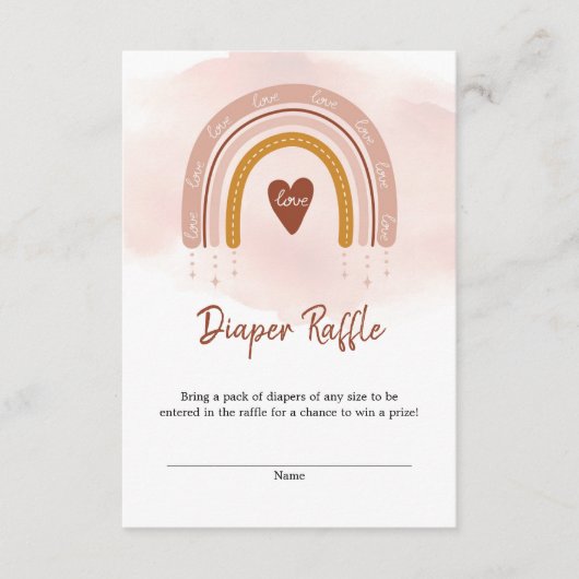 トレンディーボホーレインボーダスティピンクオムツラッフル エンクロージャーカード (正面)