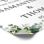 トレンディーボホ多肉性フローラ結婚の歓迎サイン ポスター (角)