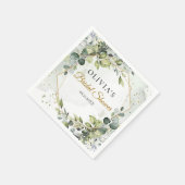 トレンディーボホ緑の葉金ゴールドブライダルシャワー スタンダードカクテルナプキン (角)