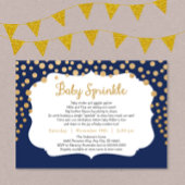 トレンディーボーイベビー振りかける招待状、ネイビー金ゴールド 招待状