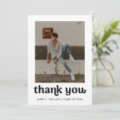 トレンディーボーイ卒業写真ミニマル編集可能 サンキューカード (スタンド正面)