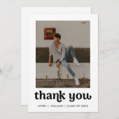 トレンディーボーイ卒業写真ミニマル編集可能 サンキューカード (正面/裏面)