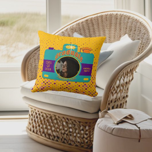 トレンディーボーカラフルホレトロおもしろい大学院写真 クッション