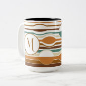 トレンディーボースタイルカラフル幾何学パターン ツートーンマグカップ (正面左)