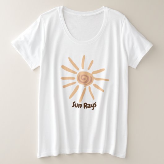 トレンディーボーホサンと太陽の光の引用文 プラスサイズTシャツ (デザイン正面)