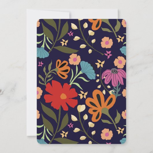 トレンディーボーホブライトカラフルフローラ結婚ズ 招待状 (裏面)