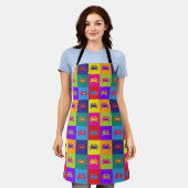 トレンディーポップ・アートのアートスタイルカラフルカニ模様 エプロン (着用した状態)